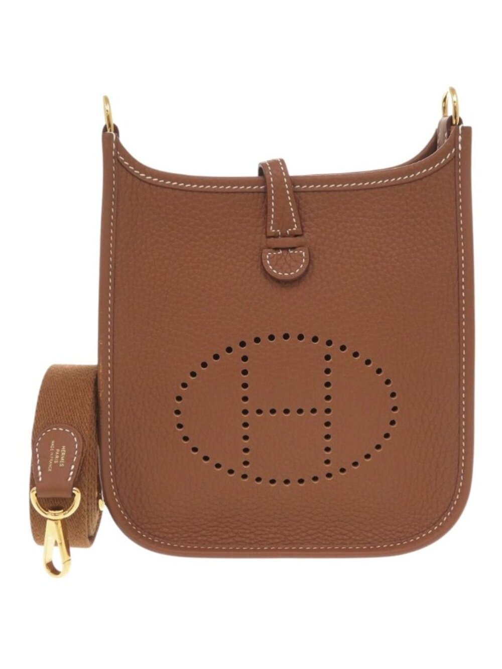 Hermes Evelyne TPM Amazone Taurillon Clemence Gold Shoulder Bag Brown